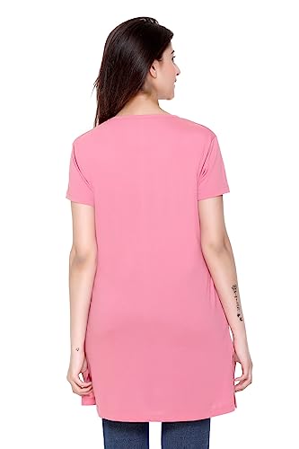 Image of Plush Women's Long Printed Cotton Round Neck Half Sleeve T-Shirt /Tshirts (DPL-PT-001)