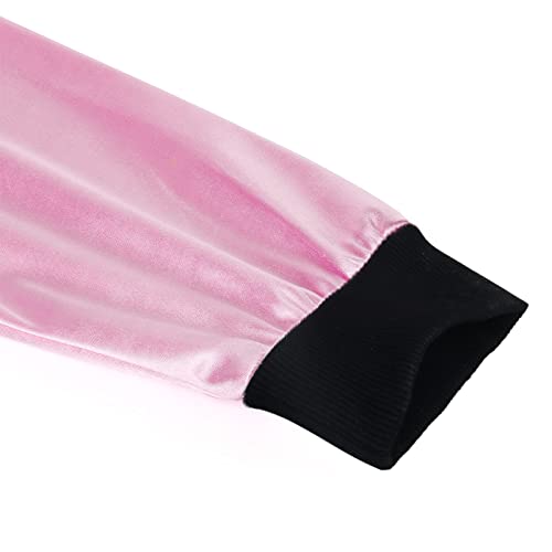 Nielijuanst 1950S Women Lady Girls Pink Satin Jacket Halloween Cosplay Costume Fancy Dress Coat With Neck Scarf thumb #5