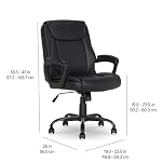 Amazon Basics Classic Puresoft PU Padded Mid-Back Office Desk Chair with Armrest, Easy Assembly, Sturdy Metal Base, Wheels, 275lb Support, 26"D x 23.75"W x 42"H, Black - Image 3