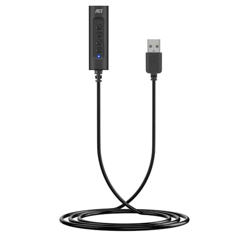 ACT Tarjeta de Sonido USB a Jack de 3,5 mm Hembra con Control de Volumen, Tarjeta de Sonido USB Externa, Conecta Audio y micrófono Aux con PC/Ordenador portátil/ - AC9360