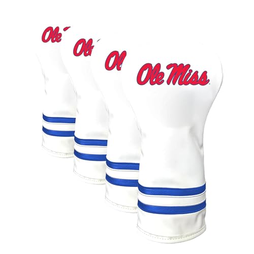 Team Golf NCAA Ole Miss Rebels White Vintage Driver Head Cover White Vintage Driver Golf Club Headcover, Form Fitting Design, Retro Design
