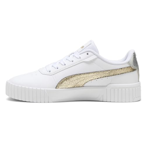 PUMA Womens Carina 2.0 Metallic Shine Lace Up Sneakers Shoes Casual - White3