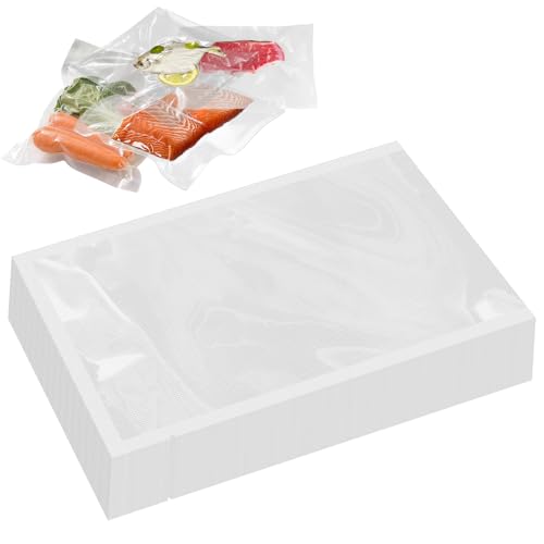 KMFYMPT 100 Stücke Vakuumierbeutel Vakuumbeutel Lebensmittel 20 x 30 cm Einschweißfolie für Vakuumierer Verhindert Wirksam den Kontakt mit Bakterien und Verlängert so Haltbarkeit von Lebensmitteln