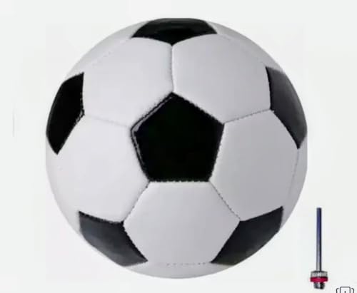 Image of Premium Training Football Size 5 Butyl Bladder Water Resistant, High Bounce Durable PU Leather Match Ball for Kids & Adults Ideal for Turf Ground & Outdoor Sports Practice (Black & White)