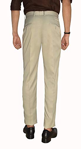 Image of KUNDAN Slim Fit Men Light Grey Polyester Viscose Blend Trousers