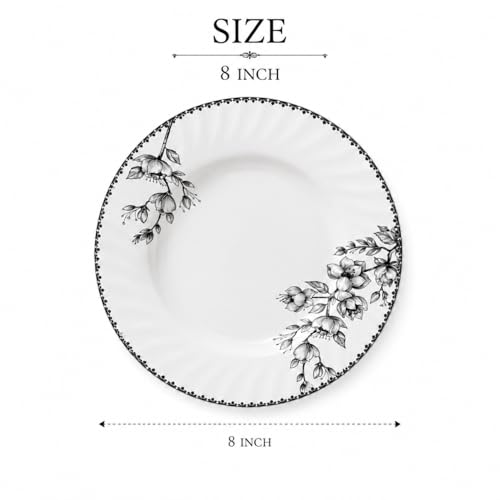 Image of Melvio By Malti 2 Pcs Quarter Plate Set for Snacks & Dessert | Premium Melamine Side Plates with Floral Design | Microwave & Dishwasher Safe Small Serving Plates for Roti | White, 8 Inch