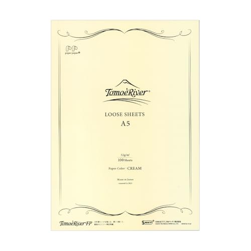 Tomoe River FP 52gsm Loose Sheet by SANZEN, 5.85 x 8.27 Inches (A5-size), Cream, 100 Sheets/Pack (SR-A5P-C)