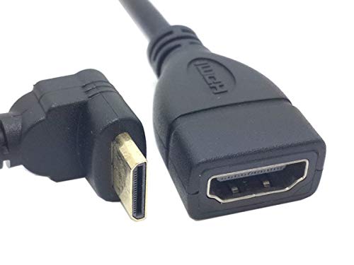 System-S Mini HDMI Winkelstecker Auf HDMI Buchse – 90° Rechtsgewinkelt, 16 Cm Kabel, Für HD Audio & Video