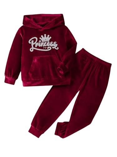 Image of Floerns Toddler Girl's Two Piece Sweatsuit Sequin Letter Print Hoodie Sweatshirt with Jogger Set