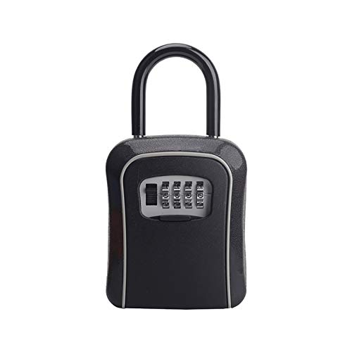 Caja de bloqueo de llave montada en la pared, portátil, impermeable, para interiores y exteriores, color negro (11,4 x 9,5 x 4,5 cm)
