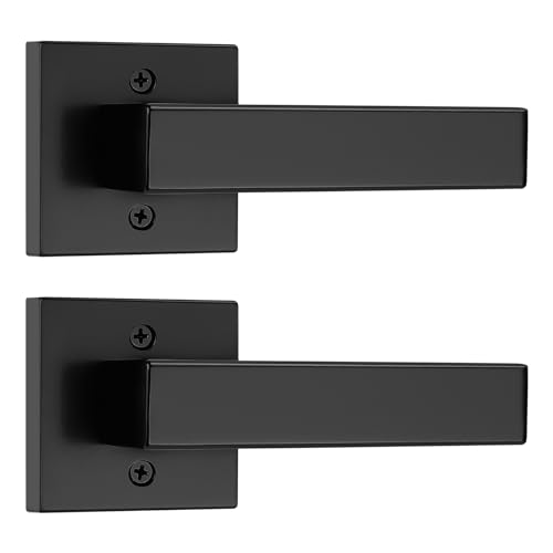 Probrico [Pack of 2 Door Lever Dummy Lever Door Handle for Closets French Doors,Square Dummy Door Lever,Non-Turning Single Side Pull with Black Finish,Easy Installation Pull Only Lever Set by Probrico - Used condition - US$19.94