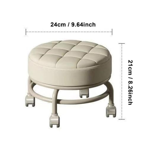 Image of CALANDIS Low Roller Seat Stool Heavy Duty Pulley Wheels Stool for Kids and Adult Home Beige | Benches & Stools | Furniture