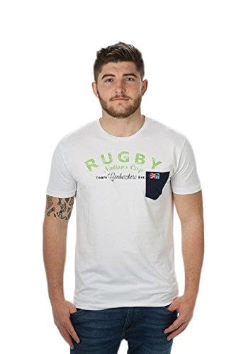 Tee shirt rugby blanc Nation Cup vêtement sport coton homme taille L