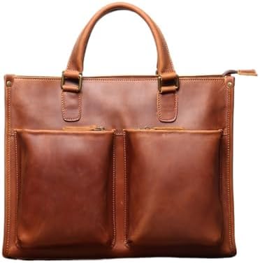Retro Fashion Men&#39;s Leather Handheld Handmade Shoulder Oblique Straddle Bag Large Capacity Briefcase
