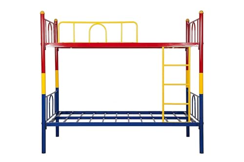 Image of Trios Single Size Kids Bunk Bed Without Storage Twin Over Twin Metal Bunk Beds for Kids | Double Decker Bed for Kids Room Furniture | Multicolor - 66 x 75 x 32 Inches(Design 3 (Multicolor-1)