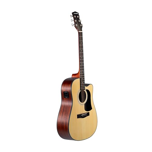 Image of M-STUDIO M-2500 E 41-Inch Electro-Acoustic Guitar, Natural Finish, with Padded Bag