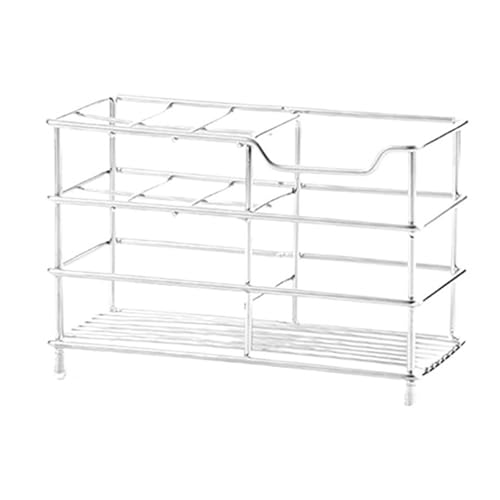 ステンレススチール製歯ブラシホルダー バスルーム収納ラック 家庭用洗濯用品 歯磨き粉 カミソリ オーガナイザー(1PC-6 grid-silver)