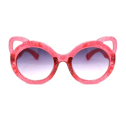 SA106 Child Kids Size Girls Kitty Cat Ear Round Plastic Sunglasses2