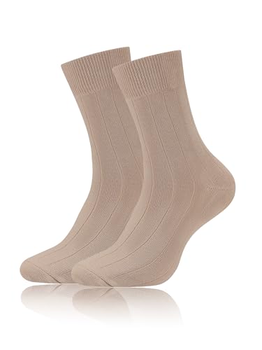 Forony Mens Dress Socks Soild Cotton Anti Odor Size 8-13 for Wedding Business Casual 1 Pack Khaki Ribbed