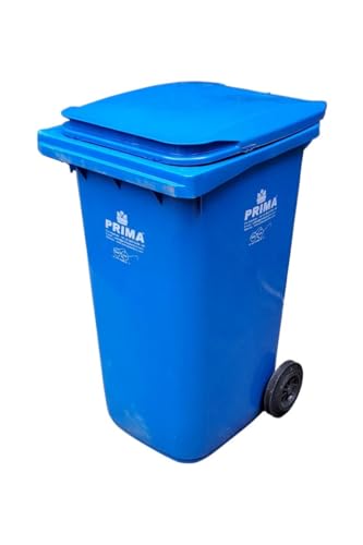 Image of Prima Plastic Manual-Lift Garbage Waste Dustbin with Wheels 240 Ltr Blue