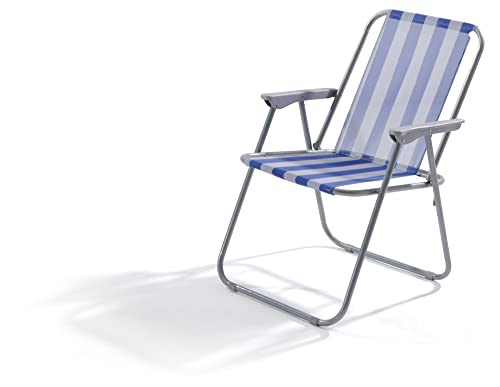 VERDELOOK Sedia Lanzarote Pieghevole da Spiaggia 52x44x75 cm, Bianco/Blu Giardino