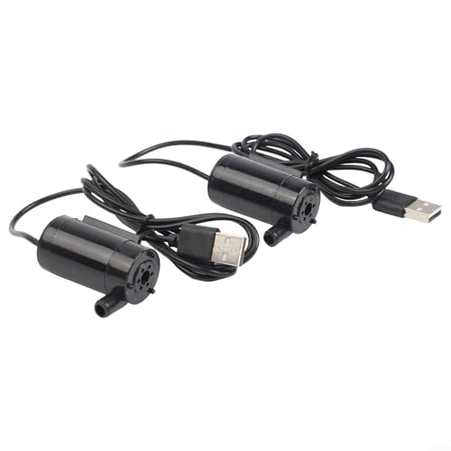 Oniissy Agua sumergible de 12 V CC, paquete de 2 con cable de 1 m, motor sin escobillas para fuente de jardín y estanque, cabezal de bajo ruido, 2-3 l/min, caudal negro