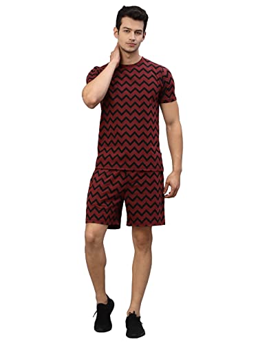 Image of RIGO Men's Printed Slim Fit T-Shirt (SET04221006 Maroon