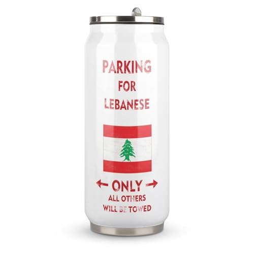 Yelolyio Parking for Lebanese Only All Others Will Be Towed Cup Gobelet de voyage en acier inoxydable avec couvercle et paille - Garde les boissons froides et chaudes - 500 ml