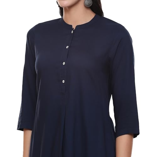 Image of BIBA Women Rayon flax Straight Kurta Palazzo Suit Set