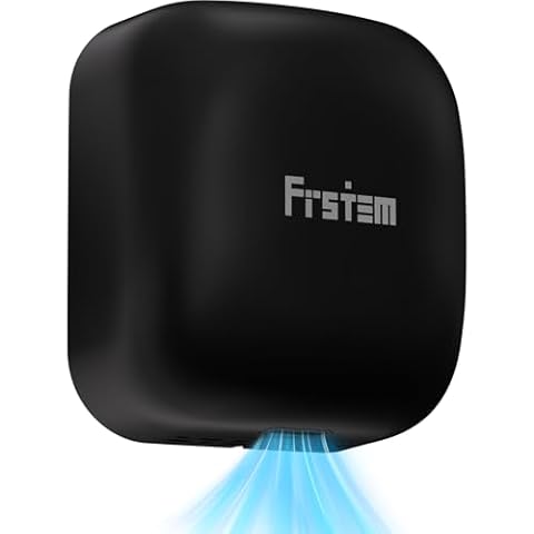 Frstem 1400W Commercial Hand Dryers, Automatic High Speed Hand Dryer Machine with Auto-Infrared Sensor&Smart Temp Control, Air Wiper Compact Hand Dryer for Home, Bathrooms, Restaurants, Hotels, Black Cover