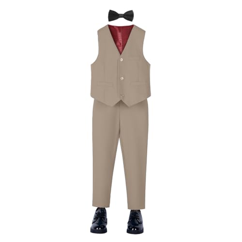 Image of YuanLu Boys Suit Homecoming Dresses for Kids Ring Bearer Outfit Suits Tuxedo Formal Vest and Pants Suit Set