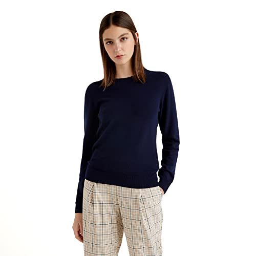 United Colors of Benetton Maglia G/C M/L 1002d1k01 Donna, Blu Scuro 016, S