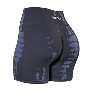 AUROLA Serpent Seamless Scrunch Workout Shorts for Women,Tummy Control Squat Proof Ribbed Thick Active Gym Short