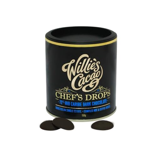 Willie's Cacao - Rio Caribe 72% Dark Chocolate Chef's Drops 150g - Couverture chocolate with coffee, nutty notes - For cooking & baking - Vegan