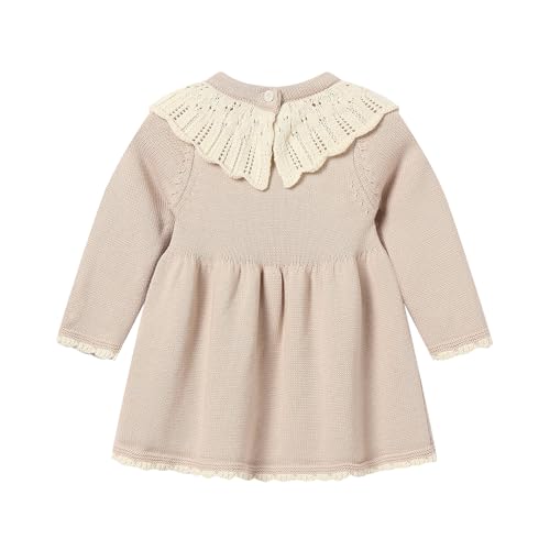 Baby Girl Knit Sweater Dress with Crochet Ruffle Collar Cotton Winter Dresses for 6M-5T3