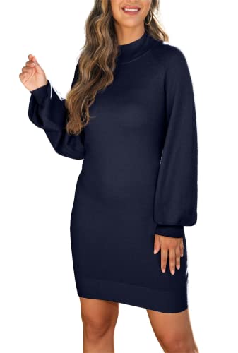 Image of GRECERELLE 2026 Womens Fall Winter Mock Neck Mini Pullover Sweater Dress | Long Sleeve Ribbed Knit Bodycon Fit for Parties Date Holidays Daily(XS-2XL)