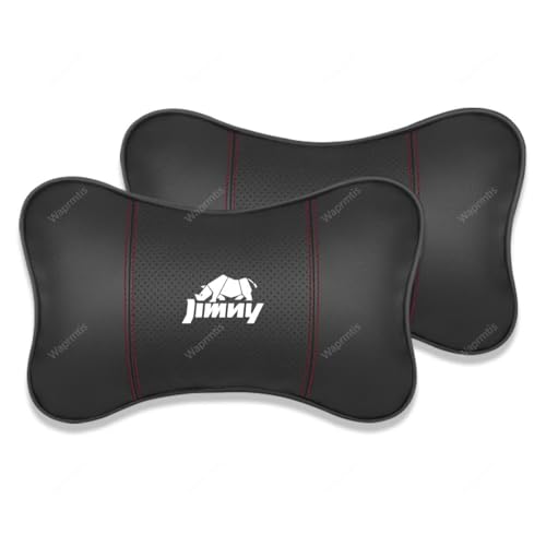 ジムニー 車用 ネックパッド 低反発 柔らかい ウレタン 高級 PU 首枕 ジムニー JB64 JB74 全シリーズ対応 レザーネックピローパッ ドライブ 旅行 車中泊 運転 頚椎サポート 汎用品骨型枕 快適クッションパッド(ブラック 2個)
