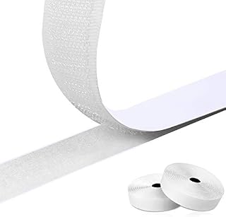 Adhesive Hook and Loop Tape,8M Double Sided Sticky Tape Heavy Duty Self Adhesive Sticky Backing Fastening Tape for Home,Kitchen,Office(20mm Wide,White)