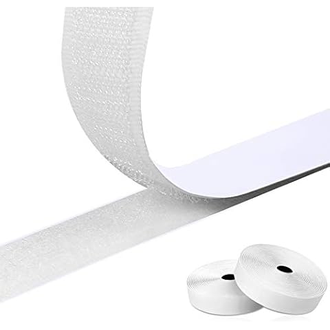 Adhesive Hook and Loop Tape,8M Double Sided Sticky Tape Heavy Duty Self Adhesive Sticky Backing Fastening Tape for Home,Kitchen,Office(20mm Wide,White) Cover