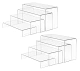 Anglelife 8 Pieces Large Display Risers, 4' Wide Clear Rectangular Display Shelf for Showcase Collectibles, Acrylic Display Stand for Retail Desktop Jewelry Funko Pop Figures