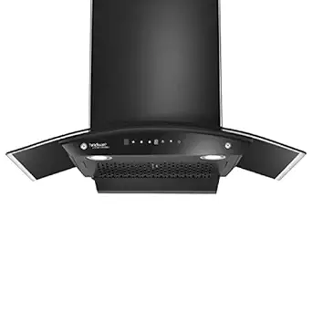 Hindware Smart Appliances Amyra 75 cm, 1200 m /hr* Stylish Filterless Auto-Clean Wall Mounted Chimney for Kitchen with Motion Sensors, Touch Control and LED Lamps (Black)