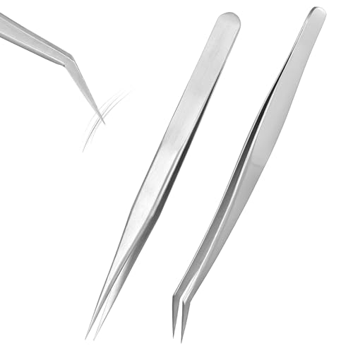 YUXIANLB 2 Stück Präzisionspinzetten-Set aus Edelstahl spitz...