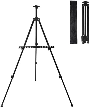Annhua イーゼル メタルイーゼル 折りたたみ 55-155cm イーゼルスタンド 高さ調節可能 3段式 絵画スタンド 写生 スケッチイーゼル デッサンイーゼル 展示 看板 軽量 持ち運び 収納袋付き