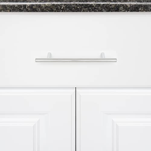 Image of South Main Hardware Euro Bar Cabinet Drawer Pull Handle (3 /8 inch Diameter), 6.38 inch Length (4 inch Hole Center), Polished Chrome, Mounting Hardware Included, 10-Pack