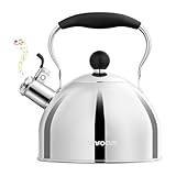 Tea Kettle, 2 Quart Stainless Steel Whistling Tea Kettle, Stovetop Whistling Teakettle Tea Pots for Stove Top with Ergonomic Folding Handle, Small Teapot, Water boiler for Tea, Coffee (Silver)