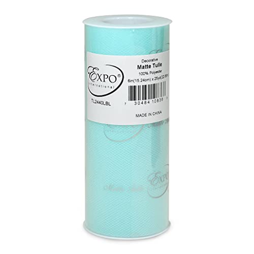 Image of Expo International Decorative Matte Tulle, Lightweight Polyester Tulle Fabric for Tutus, Costumes, and Party Decorations, Washable, Easy-to-Use, 6 Inch x 25 Yards, Light Blue, Pack of 1