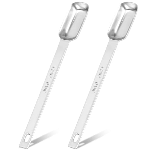 2-Pack Stainless Steel Measuring Spoons - 1 Teaspoon (5 ml | 5 cc | 1/3 Tablespoon) - Rectangular Design for Precise Portions,Teaspoon Measuring Spoons