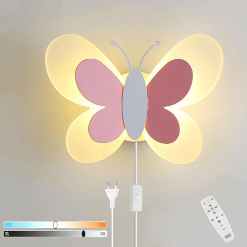 OOWOKS Lampada Muro a Farfalla LED, Applique da Parete Bambini Interno Lampada Applique a Farfalla ​Cameretta Butterfly Light, Luce Parete della Scuola Materna in Acrilico per Vivaio Stanza Bambin