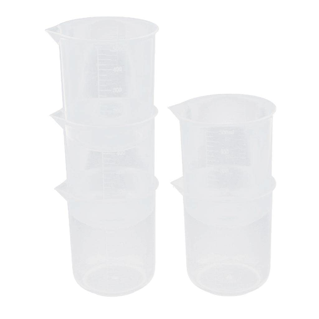 misppro Lot de 5 tasses à mesurer en plastique pour laboratoire 500 ml