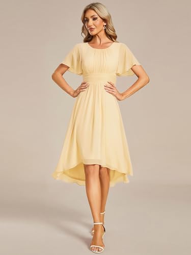 Image of Ever-Pretty Women's Chiffon Crew Neck Empire Waist Wedding Guest Dress Summer Short Sleeve Semi Formal Dresses 02053